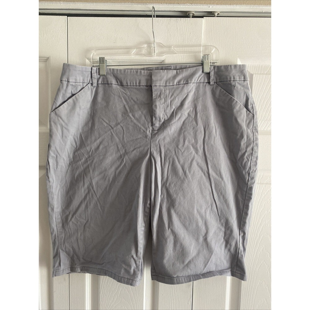Lane Bryant Chino Shorts Womens Size 18 Gray Stretch Cotton Twill Casual Classic